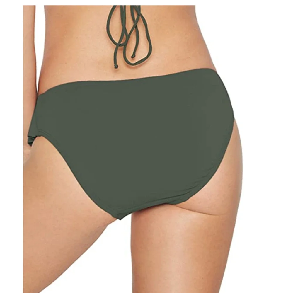 Robin Piccone Lina Side Ruffle Bikini Bottom Deep Forest Size XS